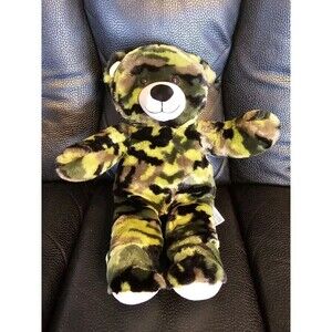Build a Bear Green Camouflage Bear Plush 16" Camo Stuffed Animal Teddy Bear EUC